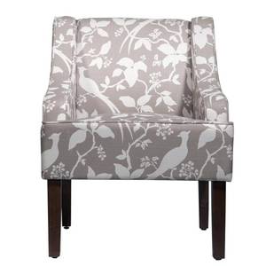lot 6522 image: HomePop Swoop Arm Accent Chair, Grey Floral Tree