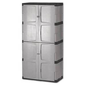 lot 6526 image: Rubbermaid FG708300mICHR 72 Mica and Charcoal Full Double Door Cabinet