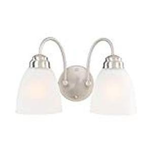 lot 4889 image: Commercial Electric 2-Light Brushed Nickel Vanity Light with Frosted Glass Shades