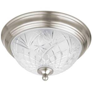 lot 4904 image: Hampton Bay 13 in. 2-Light Satin Nickel Flush Mount with Clear Glass Shade