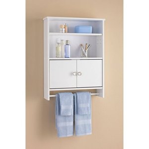 lot 4924 image: Mainstays 2-Door Wood Wall Cabinet, White