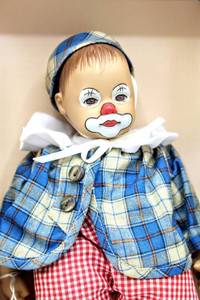 lot 2381 image: Original Heidi Ott Swiss Design Handmade Doll Little Boy Clown