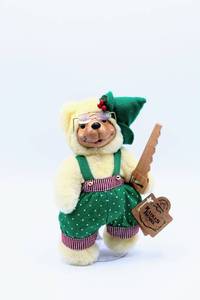 lot 2417 image: ROBERT RAIKES CHRISTMAS BEAR with WOODEN SAW - White Fur Limited Edition BRR 31885000 with Tag Attached