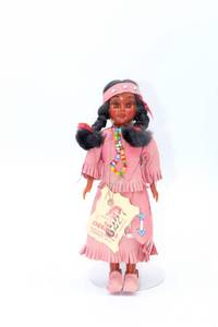 lot 2426 image: Vintage GENUINE DEERSKIN Native Amercian Indian Squaw with Papoose Doll 6227 Made by THE CHEROKEES QUALLA RESERVATION Cherokee, NC