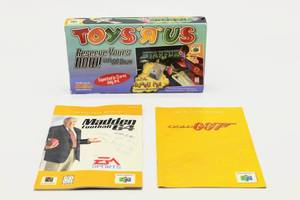 lot 2442 image: 1997 NINTENDO 64 STARFOX64 Toys R Us VHS and (2) Game Manuals  Madden Football 64 & Goldeneye 007