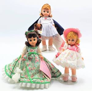 lot 2478 image: Lot of 3 MADAME ALEXANDER Dolls - Uplifting dolls - GET WELL Nurse #10365, Scarlet TOMORROW IS ANOTHER DAY #17025, and THANK YOU #21110