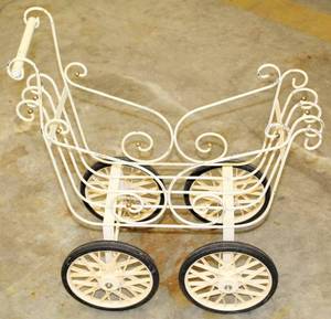 lot 2273 image: Vintage Metal Doll BuggyCarriage