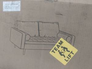 lot 8724 image: Container Furniture Direct Mid Century Modern Velvet Upholstered Button Tufted Living Room Sofa, 2 Piece Set, Space Blue