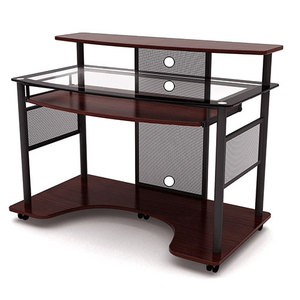 lot 8727 image: Z-Line Designs - Cyrus Computer Desk - CherryBlack NOT INSPECTED OUTSIDE OF BOX