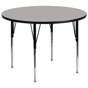 lot 8729 image: Flash Furniture 48 Round Grey HP Laminate Activity Table - Standard Height Adjustable Legs