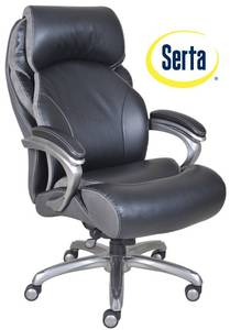lot 8731 image: Serta Big and Tall Smart Layers Tranquility Executive Office Chair with AIR Technology, Black
