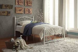 lot 8732 image: Homelegance 2021TW-1 Metal Platform Bed, Twin, White NOT INSPECTED OUTSIDE OF BOX