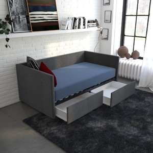 lot 8739 image: DHP Urban Daybed with Storage, Grey Linen
