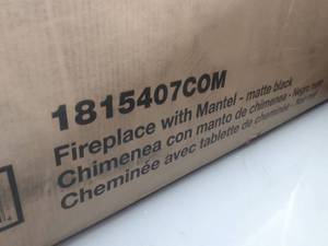 lot 8740 image: Black Electric Fireplace Heater Mantle And Bookcase Freestanding Tv Stand Wood