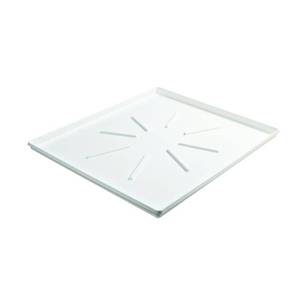 lot 8765 image: Camco 20786 35OD x 31 Washing Machine Drain Pan for Front-Loading Machines wPVC Fitting (White) DAMAGED