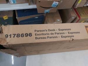 lot 8766 image: Ameri wood Parsons desk espresso NOT INSPECTED OUTSIDE OF BOX