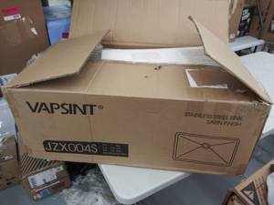lot 8786 image: vapsint stainless steel sink satin finish 30 x 18 x 10 inches