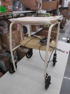 lot 8800 image: biege walker with shelves and handbrakes