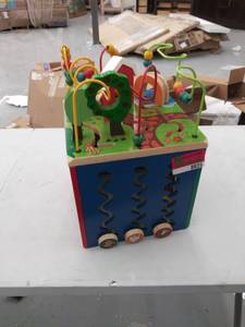 lot 8835 image: colorful wooden toy with bead maze and broken side