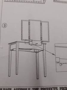 lot 8863 image: White desk with mirror & small seat