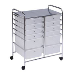 lot 8912 image: Honey Can Do Rolling Storage Cart and Organizer, 12 Plastic Drawers