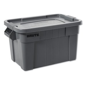 lot 8944 image: Rubbermaid Commercial FG9S3000GRAY Brute Tote with Lid, 14-gallon Capacity, Gray