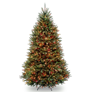 lot 8966 image: National Tree Pre-Lit 6-12 Dunhill Fir Hinged Artificial Christmas Tree with 650 Multi Lights