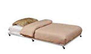 lot 8967 image: Kings Brand Twin Size Cream White Metal Roll Out Trundle Bed Frame for DayBed