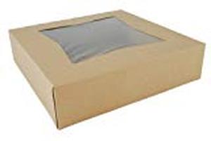 lot 8999 image: Southern Champion Tray 24233K Kraft Paperboard Window Bakery Box, 10 Length x 10 Width x 2-12 Height (Case of 200)