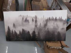 lot 9075 image: Foggy Forest Canvas Wall Art Landscape Mountain Artwork Photographic Print Pictures for Bedrooms(40x 20x 1 Panel)