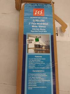 lot 9091 image: US Window And Floor 2 Faux Wood 53.5 W x 60 H, Inside Mount Cordless Blinds, 53.5 x 60, White