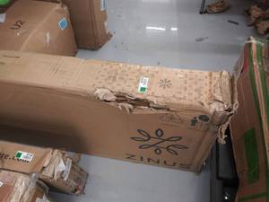 lot 9099 image: Zinus 12 Inch Deluxe Solid Wood Platform Bed With Headboard  No Box Spring NOT INSPECTED OUTSIDE OF BOX