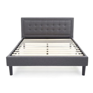 lot 9139 image: Mornington Upholstered Platform Bed  Headboard and Metal Frame with Wood Slat Support  Linen, Queen
