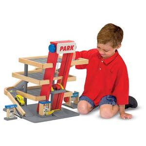 lot 711 image: Melissa & Doug Deluxe Wooden Parking Garage Play Set