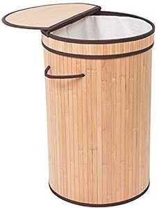 lot 736 image: Bamboo Round Laundry Hamper