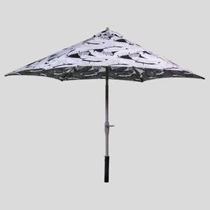 lot 759 image: 9ft Round Mod Palm Patio Umbrella Black - Ash Pole - Project 62