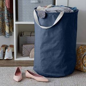 lot 777 image: AmazonBasics Fabric Storage Bin - Tall Round, Navy Blue