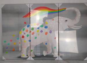lot 788 image: ZingArts 3 piece Rainbow Elephant Artwork