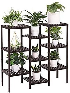 lot 792 image: SONGMICS Bamboo Customizable Plant Stand Flower Pots Holder Display Utility Shelf
