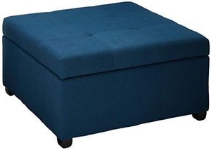 lot 793 image: Dark Blue Fabric Storage Ottoman
