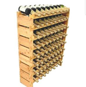 lot 850 image: DECOMIL - 72 Bottle Stackable Modular Wine Rack Wine Storage Rack Solid Bamboo Wine Holder Display Shelves