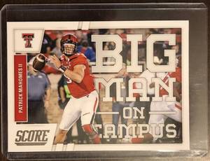 lot 1085 image: 2017 Score Patrick Mahomes II Football Big Man on Campus Rookie Card