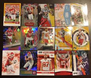 lot 1087 image: Lot of Fifteen Different Travis Kelce Football Trading Cards Inserts - All Kansas City Chiefs Inserts