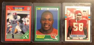 lot 1094 image: Lot of Three Derrick Thomas Rookie Cards - All His Rookies - Score, Pro Set, Topps Traded
