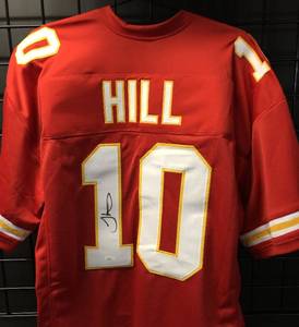 lot 1002 image: Signed Tyreek Hill #10 Kansas City Chiefs Custom Football Jersey wJames Spence Authentication WITNESS
