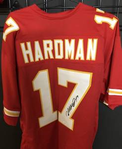 lot 1005A image: Signed Mecole Hardman #17 Kansas City Chiefs Custom Football Jersey wJames Spence Authentication WITNESS