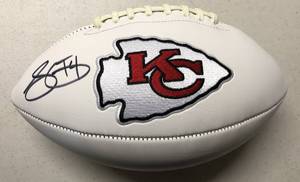 lot 1013 image: Signed Sammy Watkins Kansas City Chiefs White Panel Stitched Logo Football with James Spence Witnessed Authentication