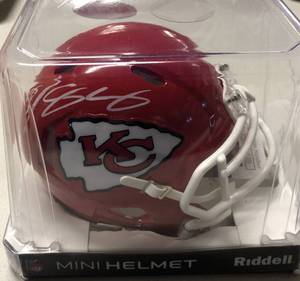 lot 1017 image: Signed LeSean McCoy Kansas City Chiefs Mini Helmet with James Spence WITNESS Authentication