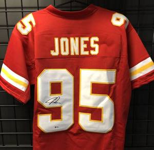 lot 1007 image: Signed Chris Jones #95 Kansas City Chiefs Custom Football Jersey wBeckett Authentication WITNESS