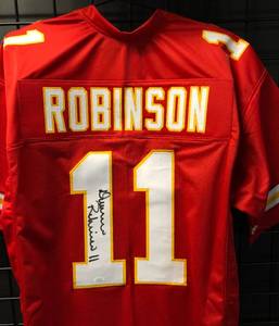 lot 1010 image: Signed DeMarcus Robinson #11 Kansas City Chiefs Custom Football Jersey wJames Spence Authentication WITNESS